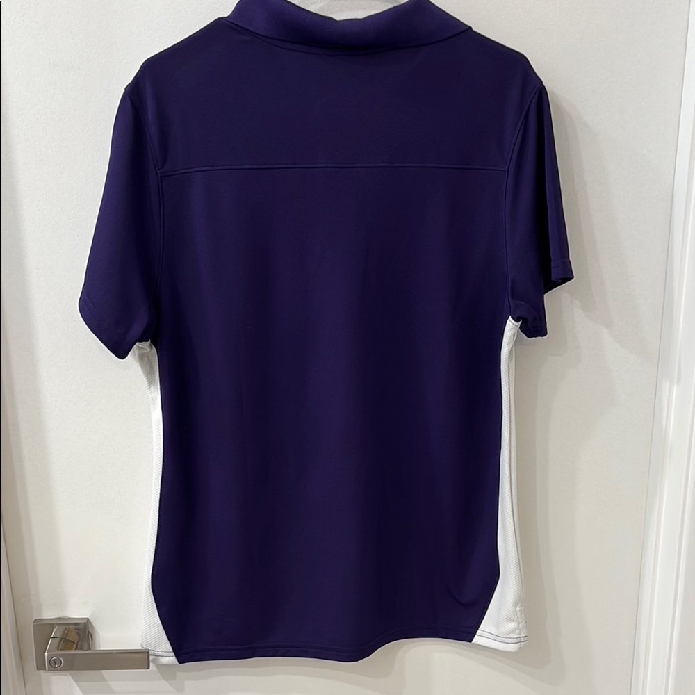 Under Armour Heat Gear Loose Fit Dark Purple and White Polo - Picture 3 of 5